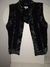 DRESSBARN Black Suede LEATHER Faux Fur Lined Casual Vest Women&#39;s Medium - £15.84 GBP