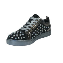 Mens Fancy Shoes By FIESSO AURELIO GARCIA, Spikes Rhine stones 2413 Black image 4