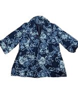 Li Jia Lai Floral 3/4 Sleeves Collared Blazer Jacket Blue White Plus Siz... - $3,635.34 MXN
