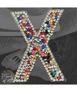 Letter X Multicolor Rhinestone Iron On Patch Applique Embellishment - $4.00