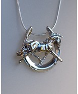 Horse and horseshoe pendant and chain Sterling Silver  Zimmer Equestrian... - £61.50 GBP