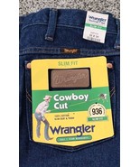 Wrangler Men&#39;s Cowboy Cut Slim Fit 32x34 Jeans 936PWD Dark Blue Work Far... - £21.98 GBP