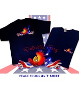 Patriotic US Flag Peace Frog,  Vintage Peace Frogs Brand Navy Blue Tee, XL - $33.81