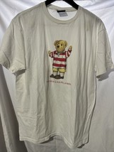 Vintage 90s Polo Ralph Lauren Casual Bear TShirt Size M White Single Stitch - $34.64