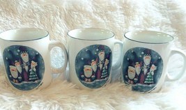 3 Christmas Santa Coffee Mugs Cups Elaine Thompson 1997 Vintage - $25.90