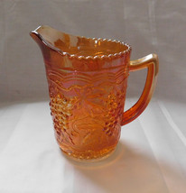 Imperial Glass Grape + Cable Pattern Milk Pitcher Marigold Iridescent Carnival - $20.00