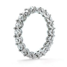 14K Bianco Placcata Oro Diamanti Finti Intera Eternity Fascia Matrimonio Anello - £428.29 GBP