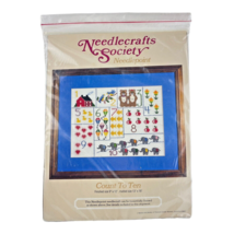 Needlecrafts Society Needlepoint Count To Ten 9x 12&quot; Bears Elephants Birds - $19.26