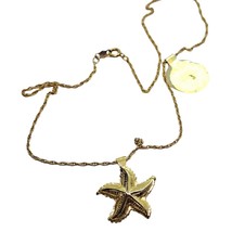 Vtg Starfish Pendant Gold Filled Necklace Metal Charm Nautical Shell Mermaidcore - £23.89 GBP