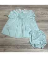 Vintage Polly Finders Smocked Dress Set 1970s Size 18M Girls Aqua Green ... - €22,24 EUR