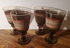 Libbey Sango Nova Brown Stem 7&quot; Wine Water Goblet Glass Lot Of 4 Set - £23.79 GBP
