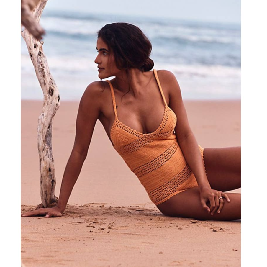Primary image for New Free People She Made Me Essential Babydoll One-Piece Swimsuit $249 Crochete