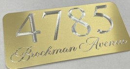 Engraved Personalized Custom House Number Street Address Metal 8x4 Gold Sign - £20.41 GBP