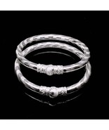Indian Hollow Real Silver Bangles Bracelet 5.8cm - Pair - £70.94 GBP