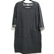 J Jill Small Women&#39;s Gray Cotton Blend Stretch Knit Dress 3/4 Sleeve Poc... - £25.69 GBP
