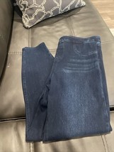 Spanx Jeans Womens XL Pull on Tapered Leg Dark Wash Stretch Denim Blue (... - $32.00