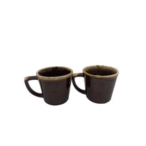 Vintage McCoy Brown Drip Glaze Coffee Mugs Cups D Handle Pottery USA Set of 2 - £14.78 GBP