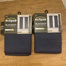 2 Pack Eclipse Blackout 1 Rod Pocket Panel 42x63" 107x160cm Curtains Indigo  NIP - $25.00