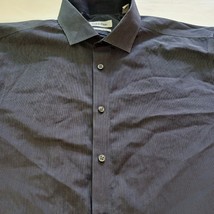 Calvin Klein Men's Adult Sz 17 32/33 Button Up Black Shirt Stripes Long Sleeve image 5