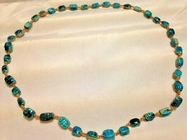 15&quot; Turquoise Ceramic and Coral Beaded Necklace - £36.05 GBP