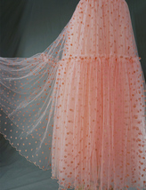 Peach Pink Layered Tulle Skirt Women Plus Size Ruffle Long Tutu Skirt image 5