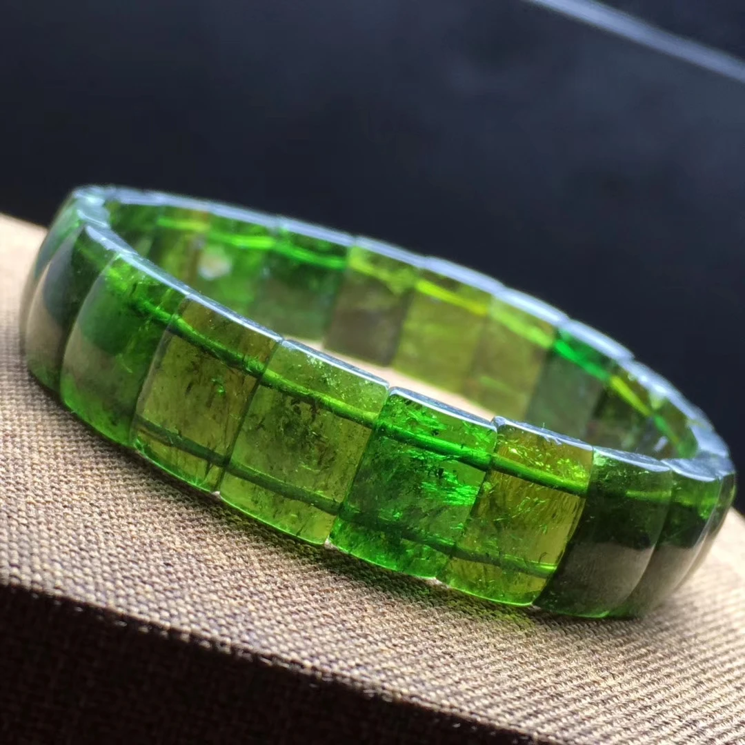 Natural Green Tourmaline Quartz Clear Rectangle Beads Bracelet Jewelry 12.5x9mm  - £252.32 GBP