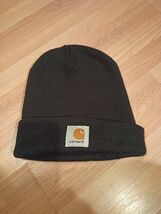 Carhartt Acrylic Knit Cuffed Beanie Hat Black Yellow Logo Unisex One Size - $4.95