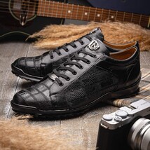 Bari Genuine Lizard Fashion Sneaker Patchwork Design Black image 7