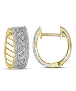 10k Yellow Gold Womens Round Channel-set Diamond Hoop Earrings 5/8 Cttw - $12,544.52 MXN