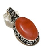 Cherry Quartz Oval Gemstone 925 Silver Overlay Handmade Vintage Style Pe... - $20.50 CAD