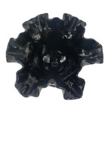 Fenton Black Compote Glass Ruffled Edge Thumbprint Colonial Candy Dish 7... - £24.91 GBP