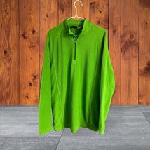 Cabelas Mens Large Fleece Jacket Green 1/4 Zip Classic Fit Pullover Lightweight - £17.46 GBP