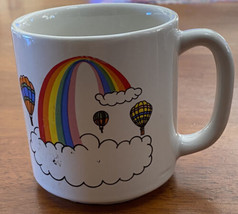 Vintage Mug Coffee Rainbow Hot Air Balloon Clouds Pride - £11.07 GBP