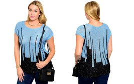 C.O.C. Ladies Sweater Scoop Neck Kimomo-Sleeve Blue Plus Size 2XL - £19.97 GBP