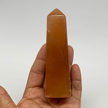 216.3g, 4.4&quot;x1.3&quot;, Honey Calcite Point Tower Obelisk Crystal @Pakistan, B26140 - £14.15 GBP