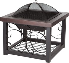 Fire Sense 61331 Fire Pit Cocktail Square Table Wood Burning Steel Mesh ... - $240.99