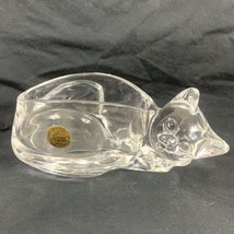 Cristal d&#39;Arques Sleeping Cat Genuine Lead Crystal Figurine France Trinket Dish - £23.45 GBP