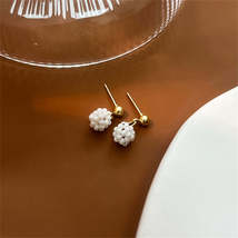 Pearl &amp; 18K Gold-Plated Ball Drop Earrings - £10.01 GBP