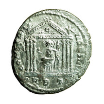 Roman Coin Maxentius Follis AE25mm Head / Hexastyle Temple Roma 03959 - $49.49