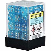 Chessex 12mm D6 Luminary Dice Block (Sky/Silver) - £24.72 GBP