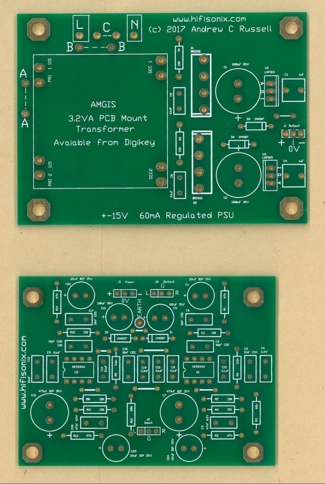 hifisonix accurate RIAA EQ amplifier board + PSU PCB 1 set ! - $13.36