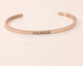 Rose Gold ~ Inspirational Bracelet ~ COURAGE ~ Stainless Steel ~ Bangle Jewelry - £14.67 GBP