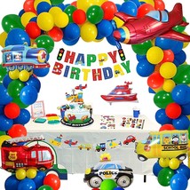Transportation Party Decorations For Boys, 49Pcs Construction Happy Birthday Sup - £22.36 GBP