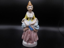 Vintage Occupied Japan Colonial Woman Figurine Pink Skirt Yellow Top 5 1/4&quot; Tall - $7.92