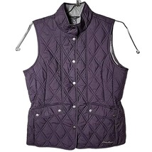 Eddie Bauer Women TM Puffer Quilted Purple Full Snap Snaped Pocket Vest - £30.03 GBP
