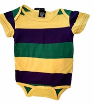 Mardi Gras Stripe Purple Green Yellow Knit 18 Mth Baby Infant Romper - £17.22 GBP
