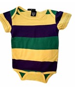 Mardi Gras Stripe Purple Green Yellow Knit 18 Mth Baby Infant Romper - £16.26 GBP