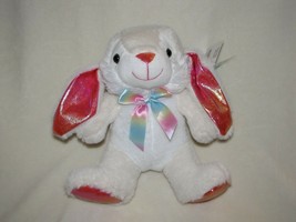 Dandee Stuffed Plush White Rainbow Sparkle Easter Bunny Rabbit Soft Fluffy - £19.77 GBP