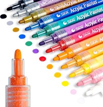  Acrylic Paint Markers Set Permanent Paint Pens for Plastic for Glass - £19.82 GBP