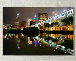 Cleveland Ohio Night Skyline, Landscape - Fine Art Photo on Metal, Canva... - £24.77 GBP+